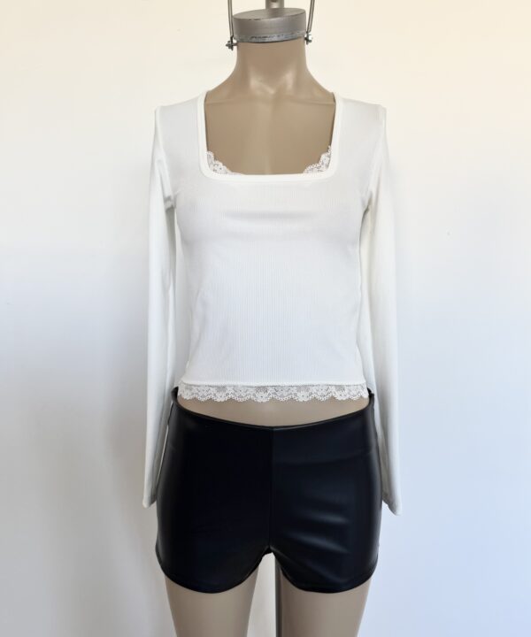 Alternative view of 1108/3-REMERA MORLEY TAO MANGA LARGA ESCOTE CUADRADO CON PUNTILLA BORDE Y RUEDO