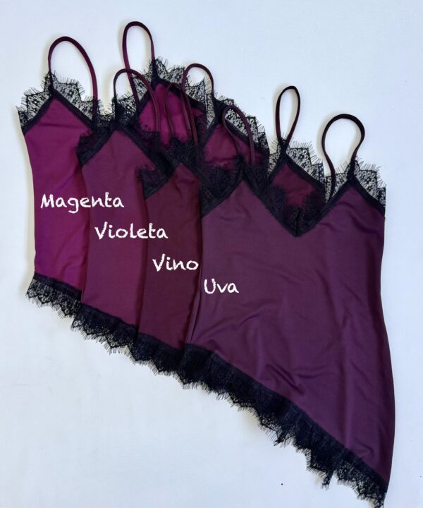 Alternative view of 1236/M-TOP MICROFIBRA ESCOTE V PUNTILLA FLECOS CON PICO IRREGULAR PUNTILLA