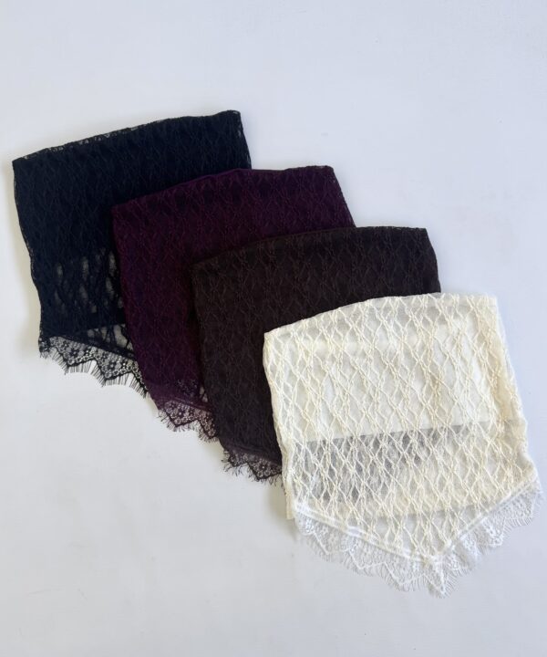 3505/E-BANDO ENCAJE MONET FORRADO PECHERA CON PICO PUNTILLA FLECOS V ABAJO