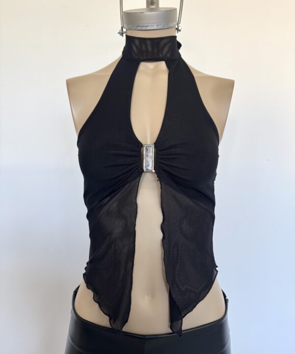 Alternative view of 1401/T-TOP TUL LISO CUELLO HALTER PARA ATAR CON PECHERA FORRADO PICO CENTRO HEBILLA BROCHE GRANDE