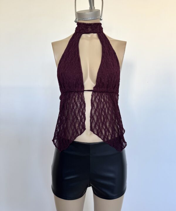 Alternative view of 2577/E-TOP ENCAJE MONET CUELLO HALTER PARA ATAR CON PECHERRA FORRADO CORDON BAJO BUSTO Y VOLADO PICO