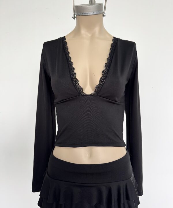 Alternative view of 2129/3M-REMERA MICROFIBRA MANGA LARGA ESCOTE PUNTILLA ANCHA PECHERA FORRADO