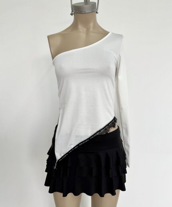 Alternative view of 2108/3M-TOP MICROFIBRA UNA MANGA IRREGULAR CON PUNTILLA PICO