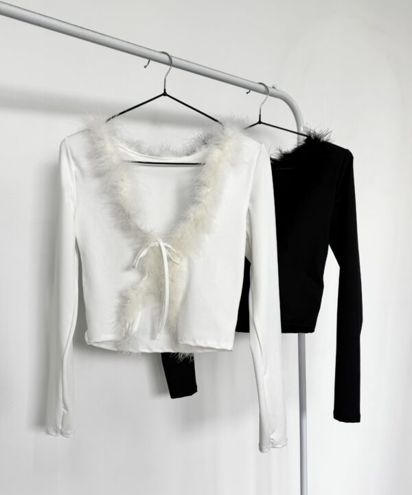 5090/M-SAQUITO MICROFIBRA MANGA LARGA CON PLUMAS PARA ATAR CENTRO