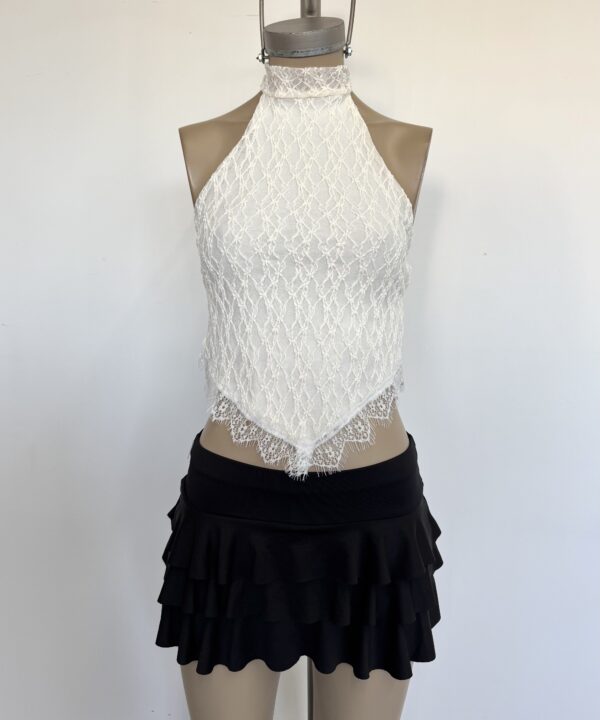 Alternative view of 2901/E-TOP ENCAJE MONET AMERICANA HALTER DELANTE PICO CON PUNTILLA FLECOS Y ESPALDA 4 TIRAS PARA ATAR