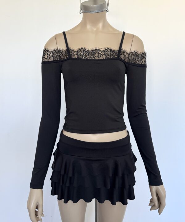 Alternative view of 1628/M-PAISANA MICROFIBRA PUNTILLA FLECOS ANCHO CON BRETEL MANGA LARGA