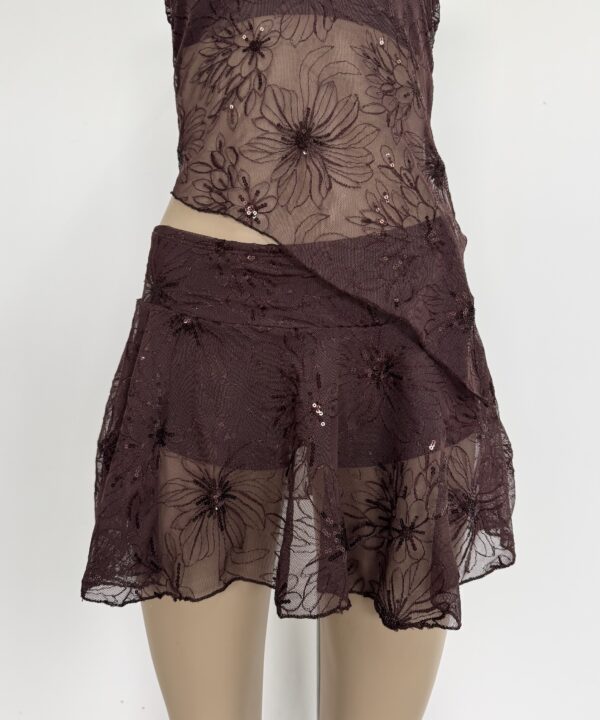 Alternative view of 635/TB-POLLERA TUL BORDADO FLORES LENTEJUELA VOLADO CON SHORT INTERNO