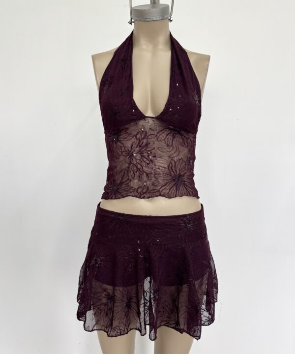 Alternative view of 2909/TB-TOP MARILYN TUL BORDADO FLORES LENTEJUELA PECHERA FORRADA