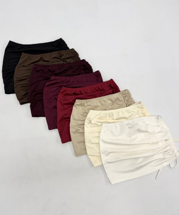 607/M-POLLERA MINI MICROFIBRA LATERAL FRUNCE CORDON CON ELASTICO CINTURA