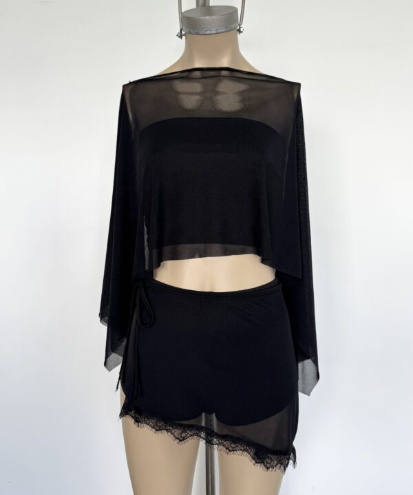 Alternative view of 24/T-PAREO TUL LISO CON PUNTILLA FLECOS ABAJO