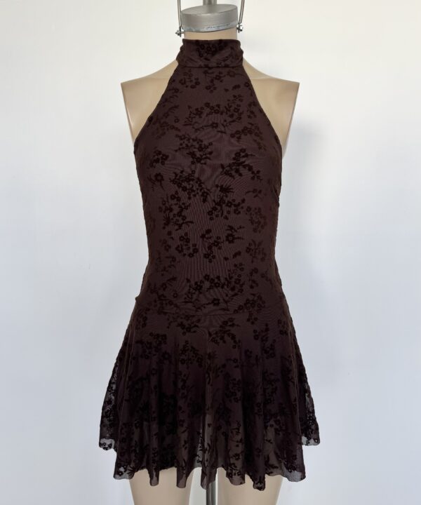 Alternative view of 449/TF-VESTIDO TUL FLOCK TARSI AMERICANA CUELLO HALTER CON POLLERA VOLADO SHORT INTERNO