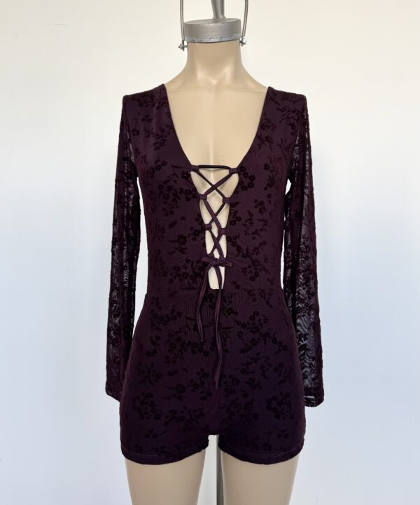 Alternative view of 213/TF-CATSUIT TUL FLOCK TARSI MANGA LARGA PECHERA CON GANCHITOS CORDON