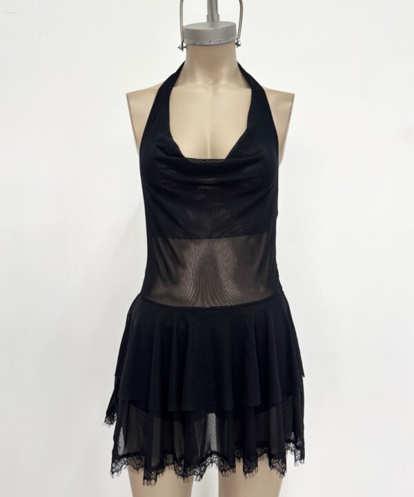 Alternative view of 520/T-VESTIDO TUL LISO MARILYN BUCHE CAIDO CON DOBLE VOLADO PUNTILLA FLECOS Y SHORT INTERNO