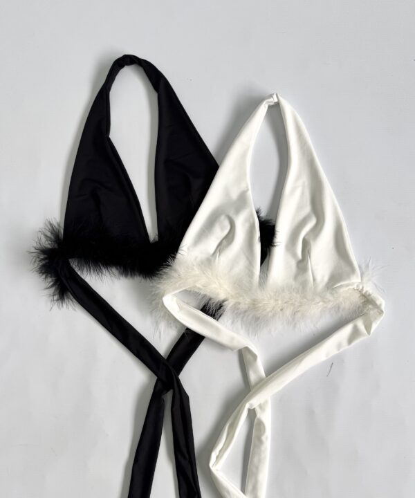 2204/M-TOP CORPIÑO MICROFIBRA MARILYN PECHERA PINZA FORRADO CON PLUMA TIRA PARA ATAR ESPALDA