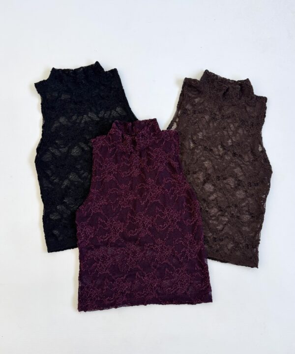 2078/EV-TOP MUSCULOSA ENCAJE VELVET MEDIA POLERA