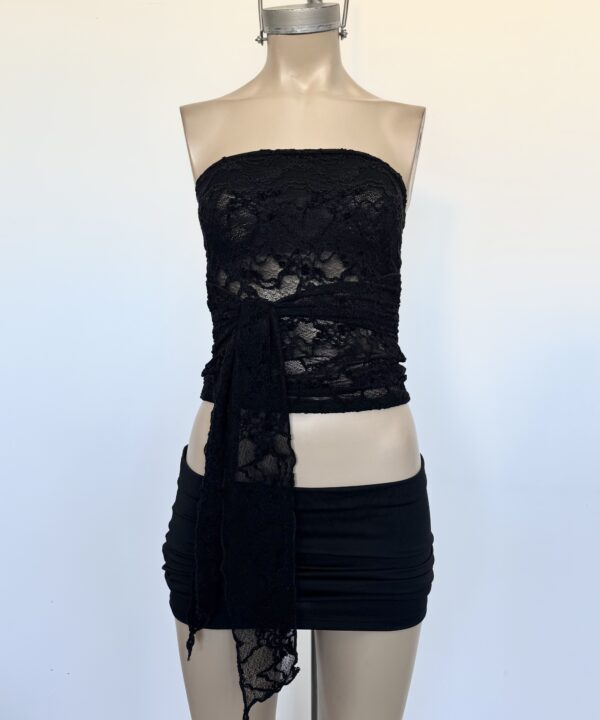 Alternative view of 8220/EV-BANDO ENCAJE VELVET LARGO CON LAZOS CINTURA PARA ATAR