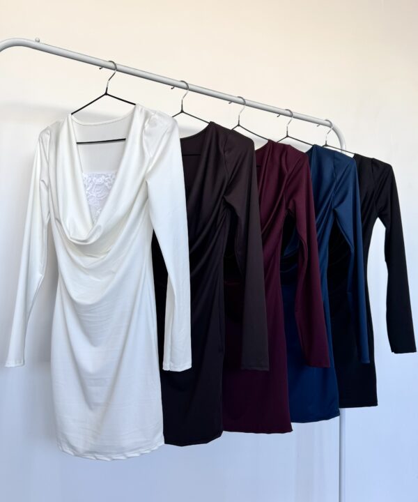 558/M-VESTIDO MICROFIBRA BUCHE CAIDO MANGA LARGA CON BANDO PUNTILLA INTERNO