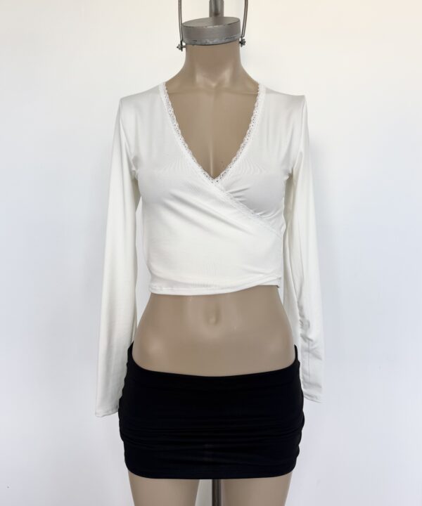 Alternative view of 1190/3M-REMERA MICROFIBRA DELANTERA CRUZADO CON PUNTILLA FINITO MANGA LARGA