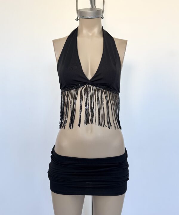 Alternative view of 2204/MF-CORPIÑO MICROFIBRA MARILYN PECHERA PINZA FORRADO CON FLECOS LENTEJUELA ABAJO