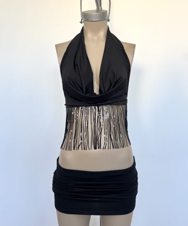 Alternative view of 1230/MF-TOP MICROFIBRA MARILYN BUCHE CAIDO CON FLECOS LENTEJUELA ESPALDA DESCUBIERTO