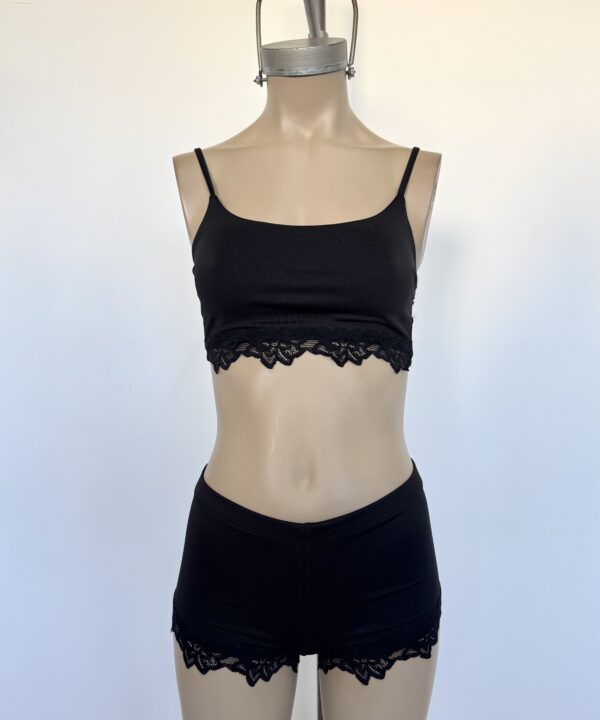 Alternative view of 120/M-SET MICROFIBRA TOP TIRITA PECHERA FORRADO Y SHORT ELASTICO CINTURA CON ENCAJE