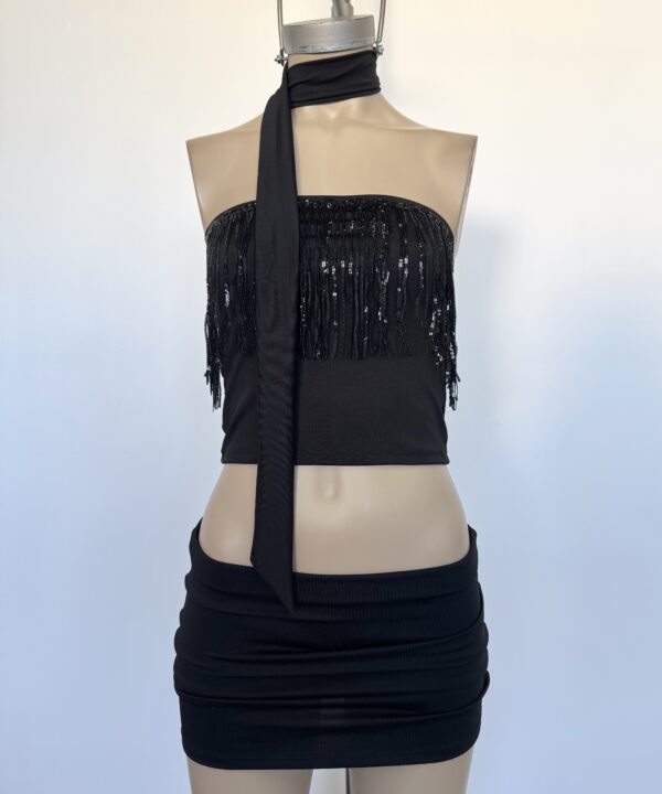 Alternative view of 8337/MF-BANDO MICROFIBRA CON FLECOS LENTEJUELA CON LAZO BUFANDA