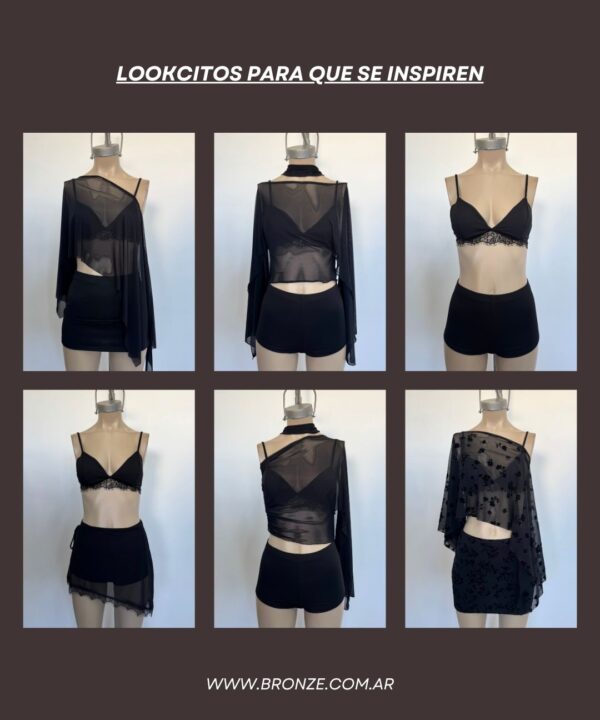 Alternative view of 3245/M-CORPIÑO MICROFIBRA CON TAZA CINTURA PUNTILLA FLECO ANCHO CON TIRA PARA ATAR ATRAS