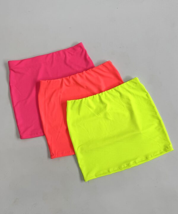 621/FL-MINI POLLERA MICROFIBRA FLUOR CON ELASTICO CINTURA